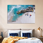 Aerial Beach with Rainbow Umbrella Wall Art