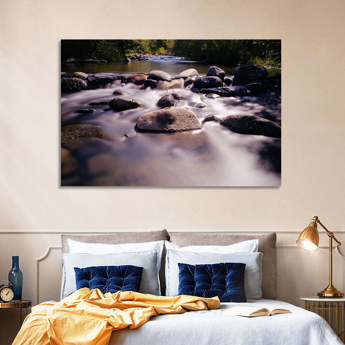 Truckee River Sunlit Rocks Wall Art