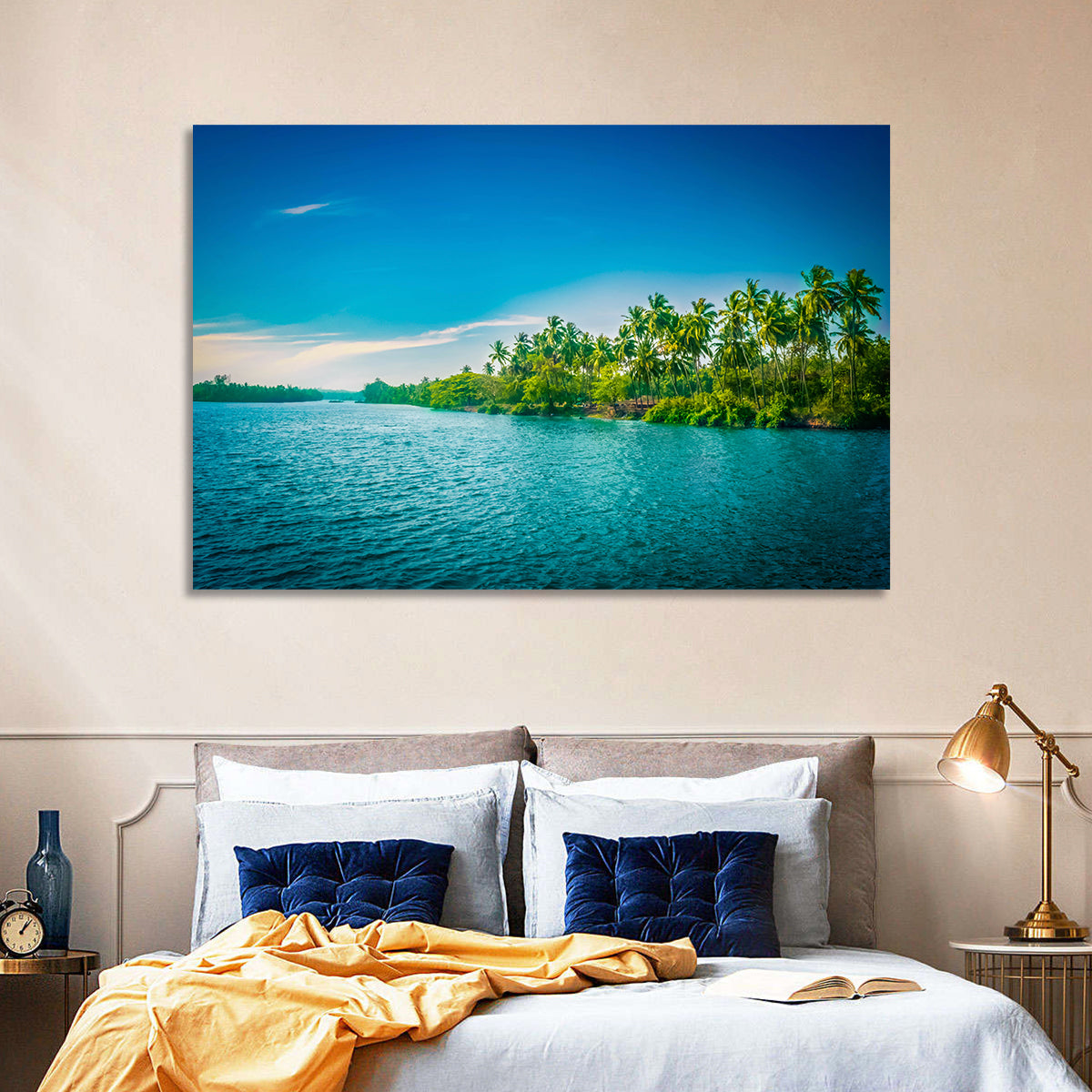Tropical River in India Wall Art in a room, landscape