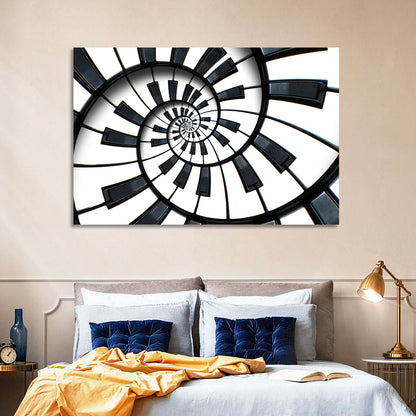 Recursive Spiral Piano Keys Wall Art