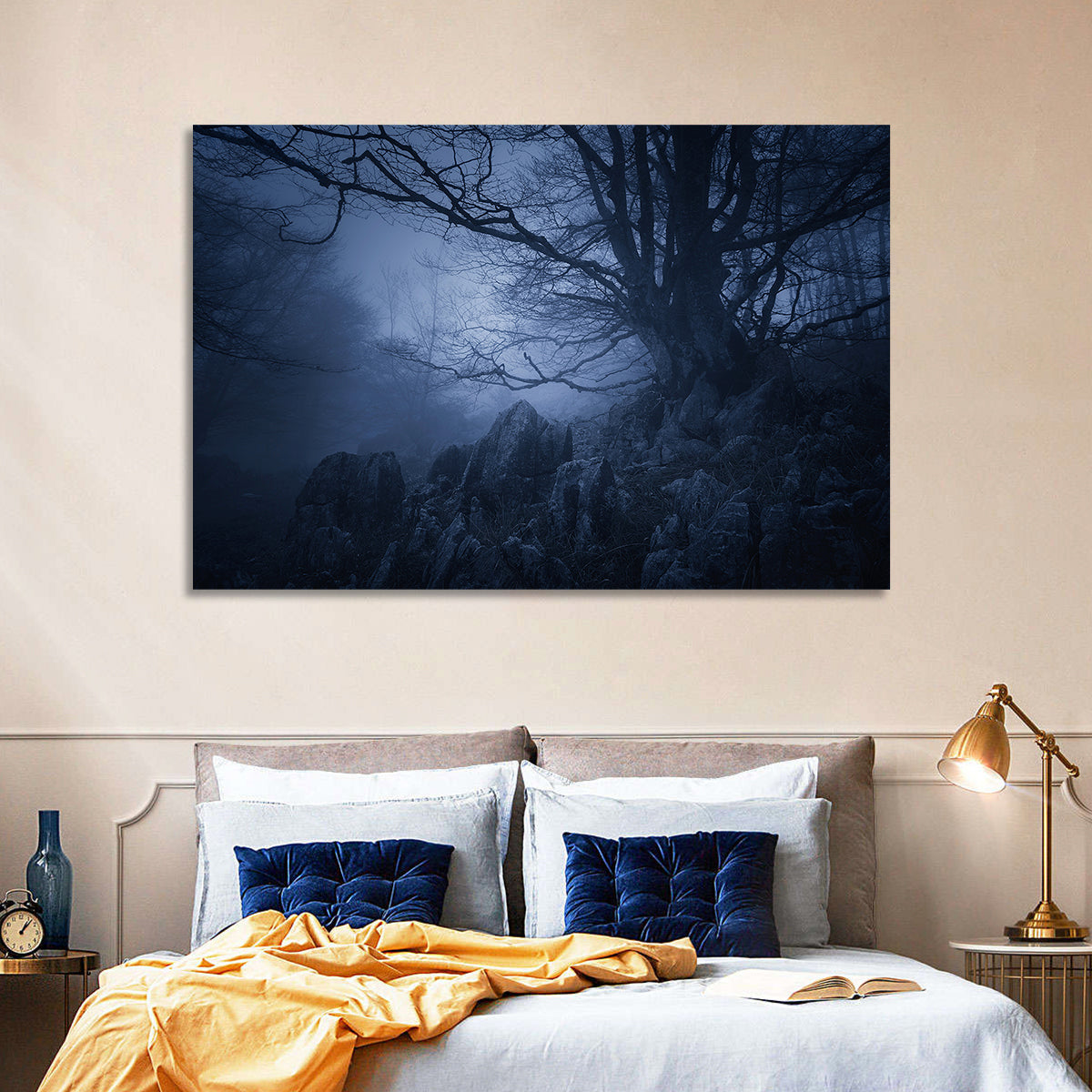 Gnarled Tree at Twilight Wall Art in a room, landscape