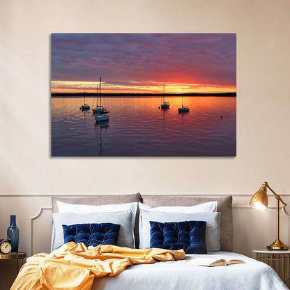 Lake Mendota Sailboats at Sunset Wall Art
