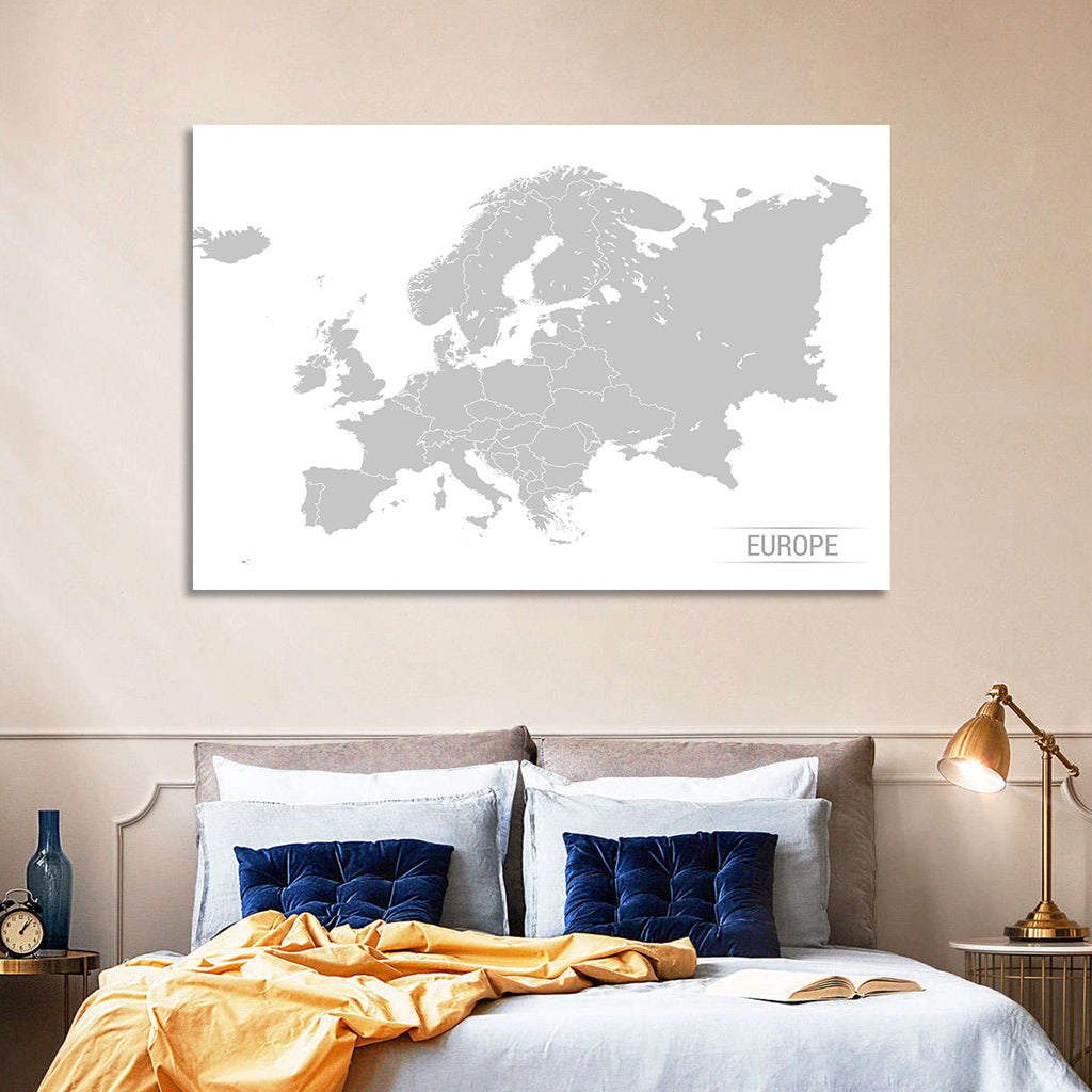 Gray Europe Outline Map Wall Art