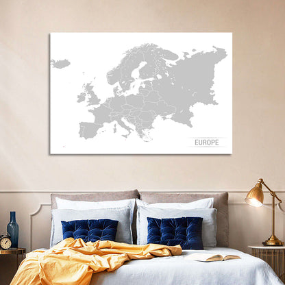 Greyish Europe Map Wall Art