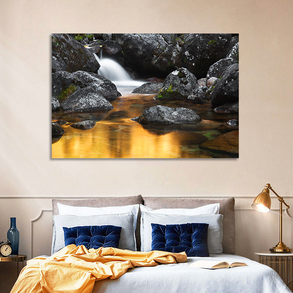 Golden Stream Waterfall Wall Art