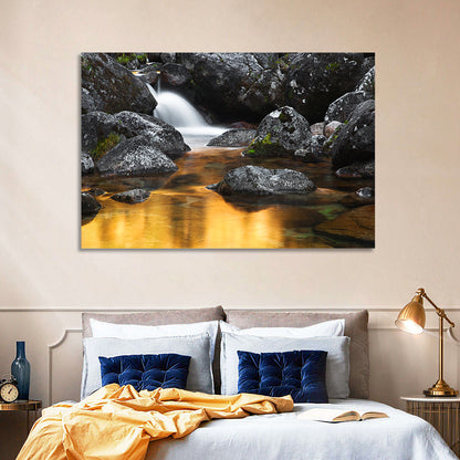 Golden Stream Waterfall Wall Art
