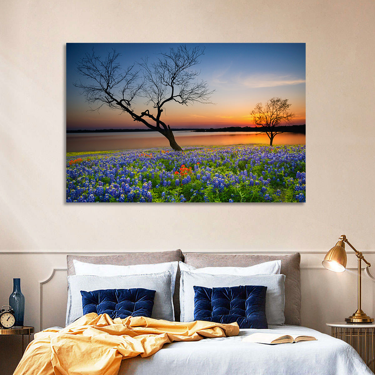 Texas Bluebonnet Sunset Wall Art
