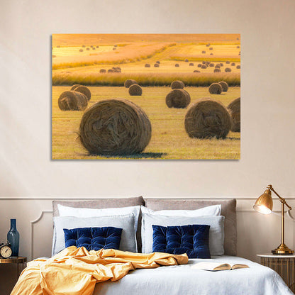 Hay Bales at Golden Hour Wall Art
