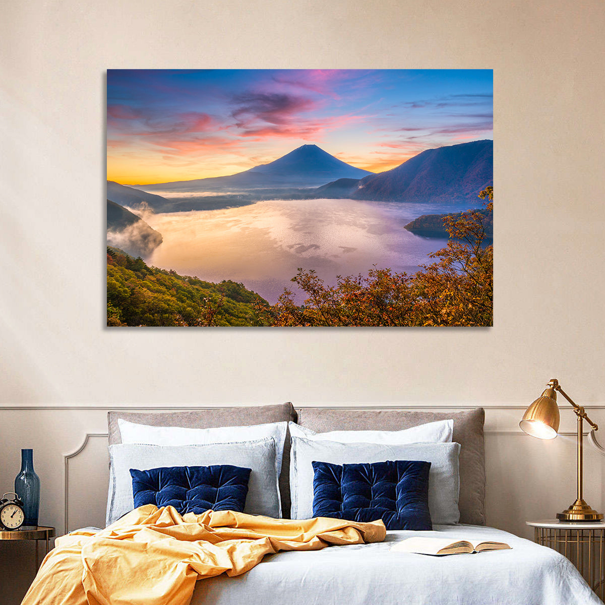 Mount Fuji at Lake Motosu, Autumn Sunrise Wall Art