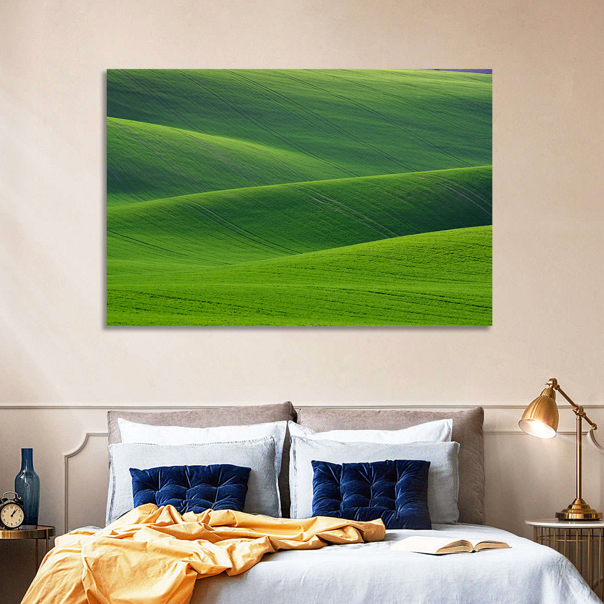 Rolling Emerald Wheat Fields Wall Art