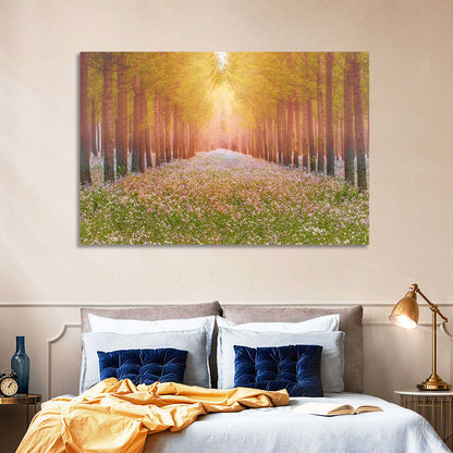 Golden Morning Forest Path Wall Art