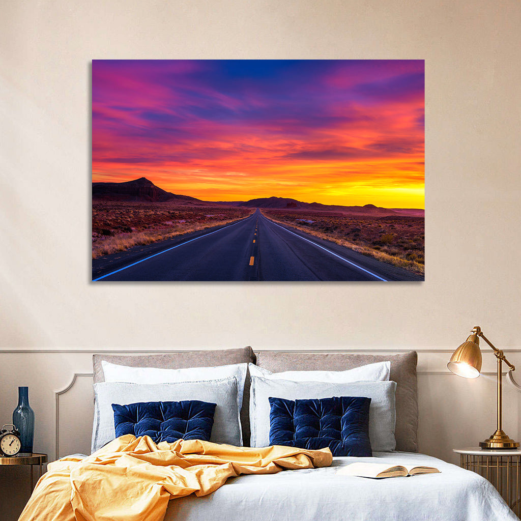 Infinite Desert Road Sunset Wall Art
