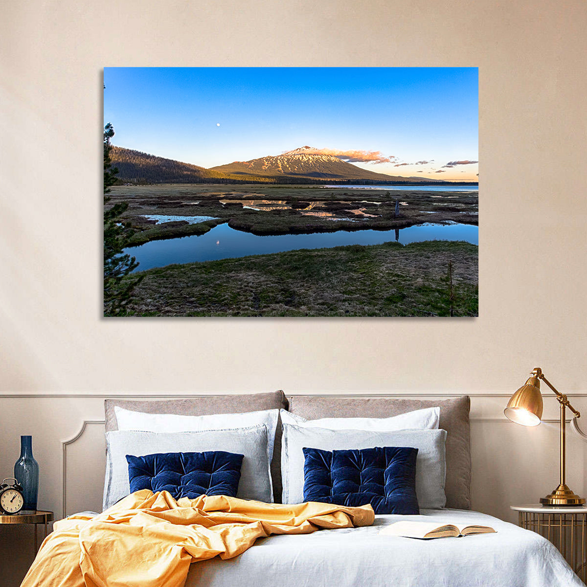 Mount Bachelor Moonlit Sunset Wall Art