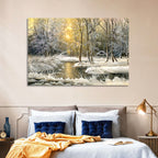Sunlit Winter Cabin Wall Art