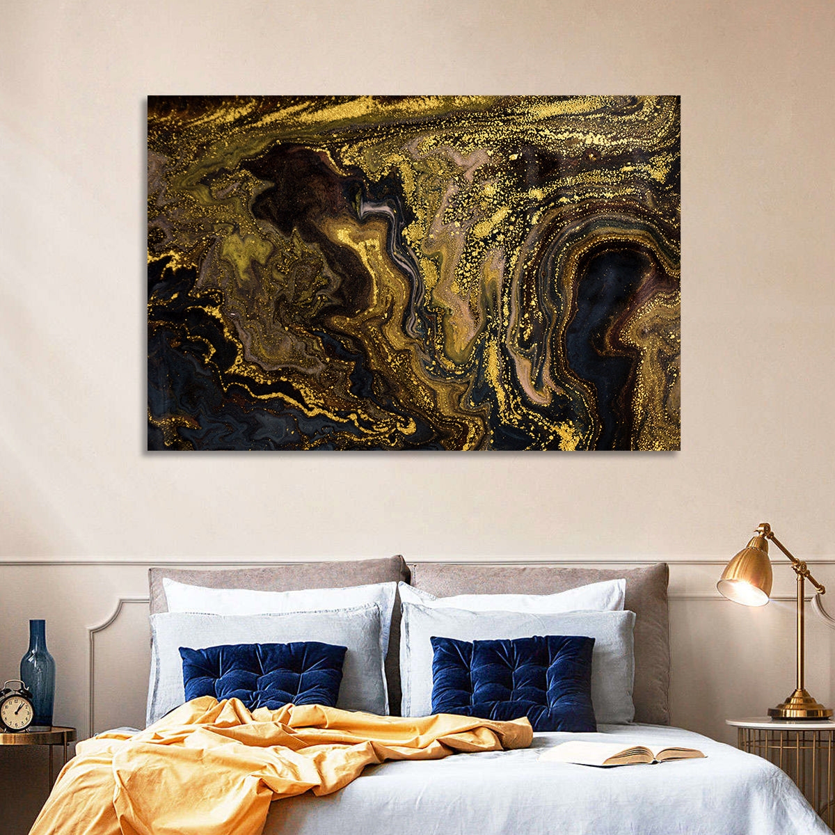 Black and Gold Marble Abstraction Wall Art