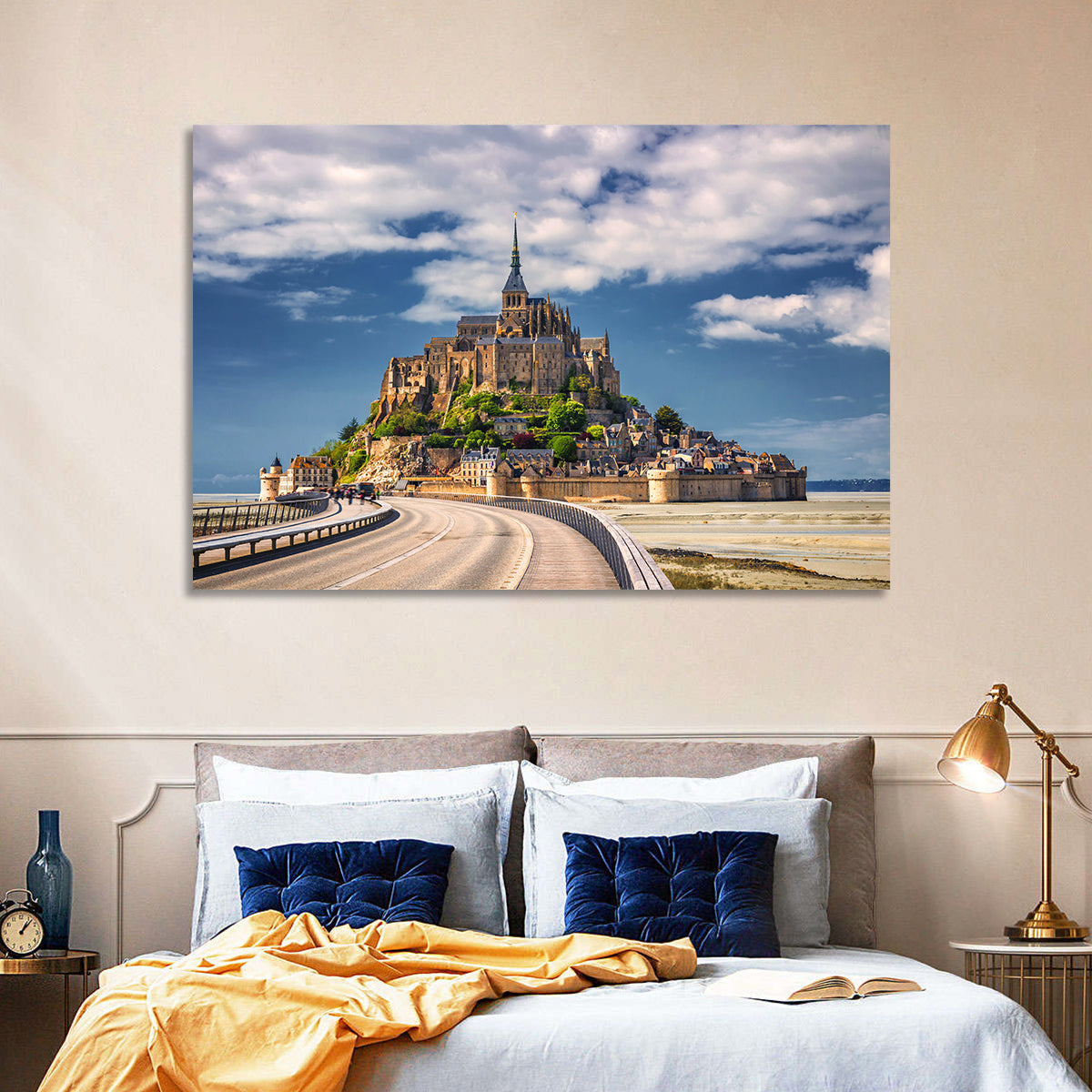 Mont Saint-michel at Low Tide Wall Art in a room, landscape