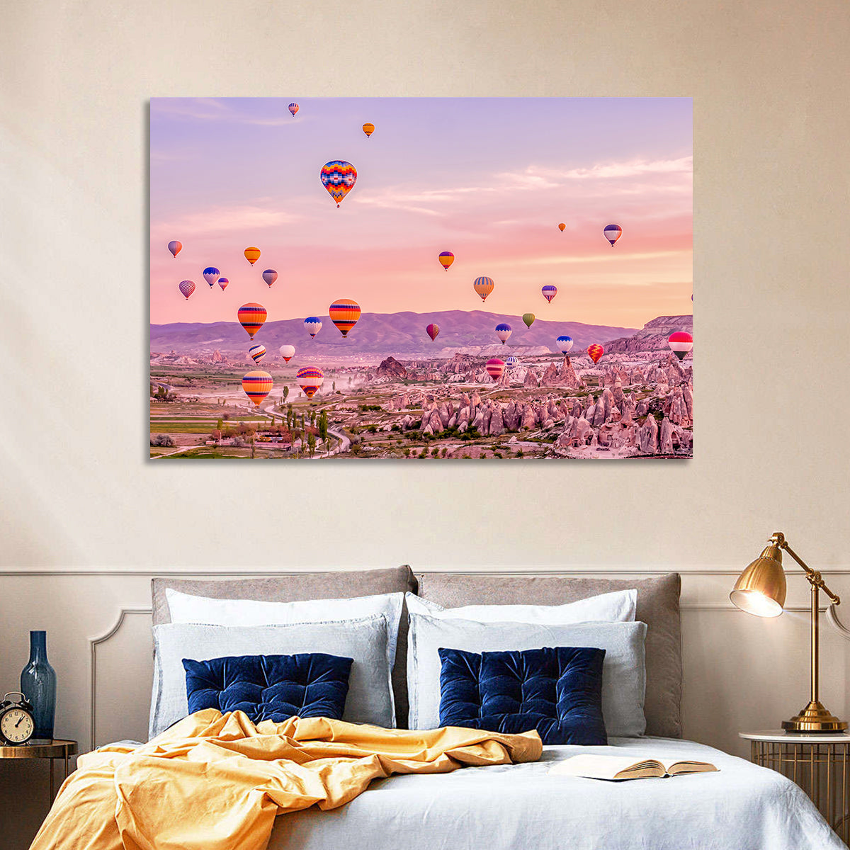 Cappadocia Hot Air Balloons Wall Art in a room, landscape