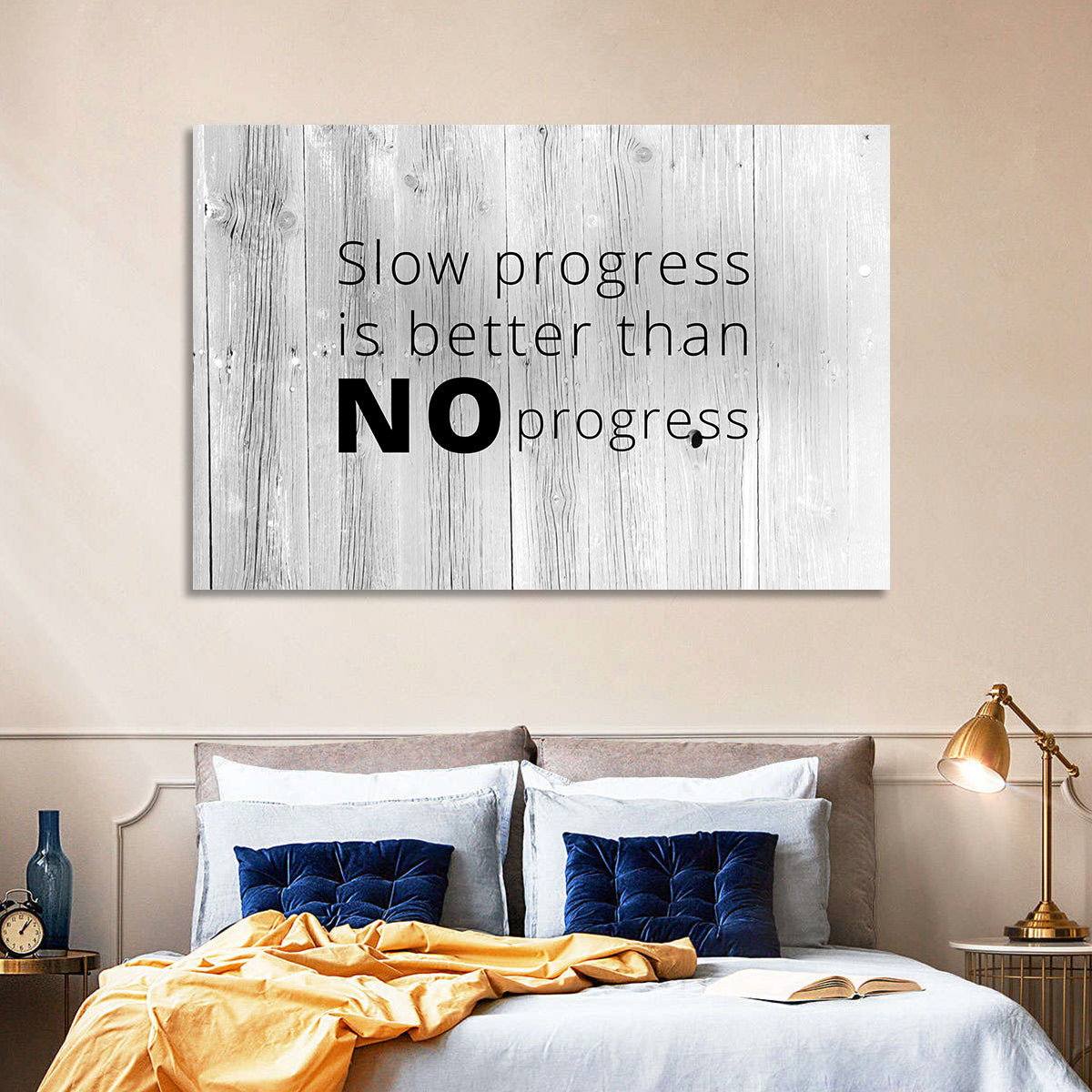 Slow Progress Better Than No Progress, Rustic Gray Wall Art