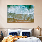 Aerial Teal Beach with Surfers Wall Art