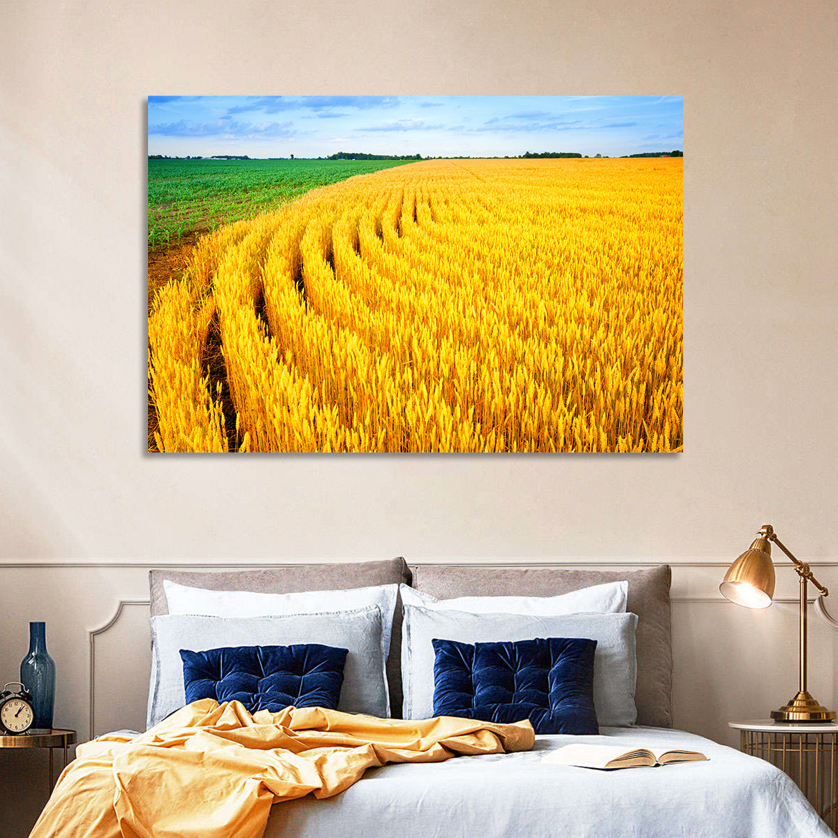 Summer Wheat Field with Curved Paths Wall Art