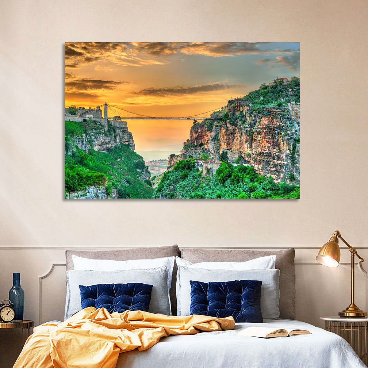 Sidi M'cid Bridge Over Constantine Canyon Wall Art in a room, landscape