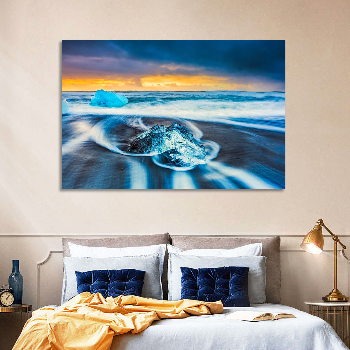 Diamond Beach Ice at Dusk Wall Art