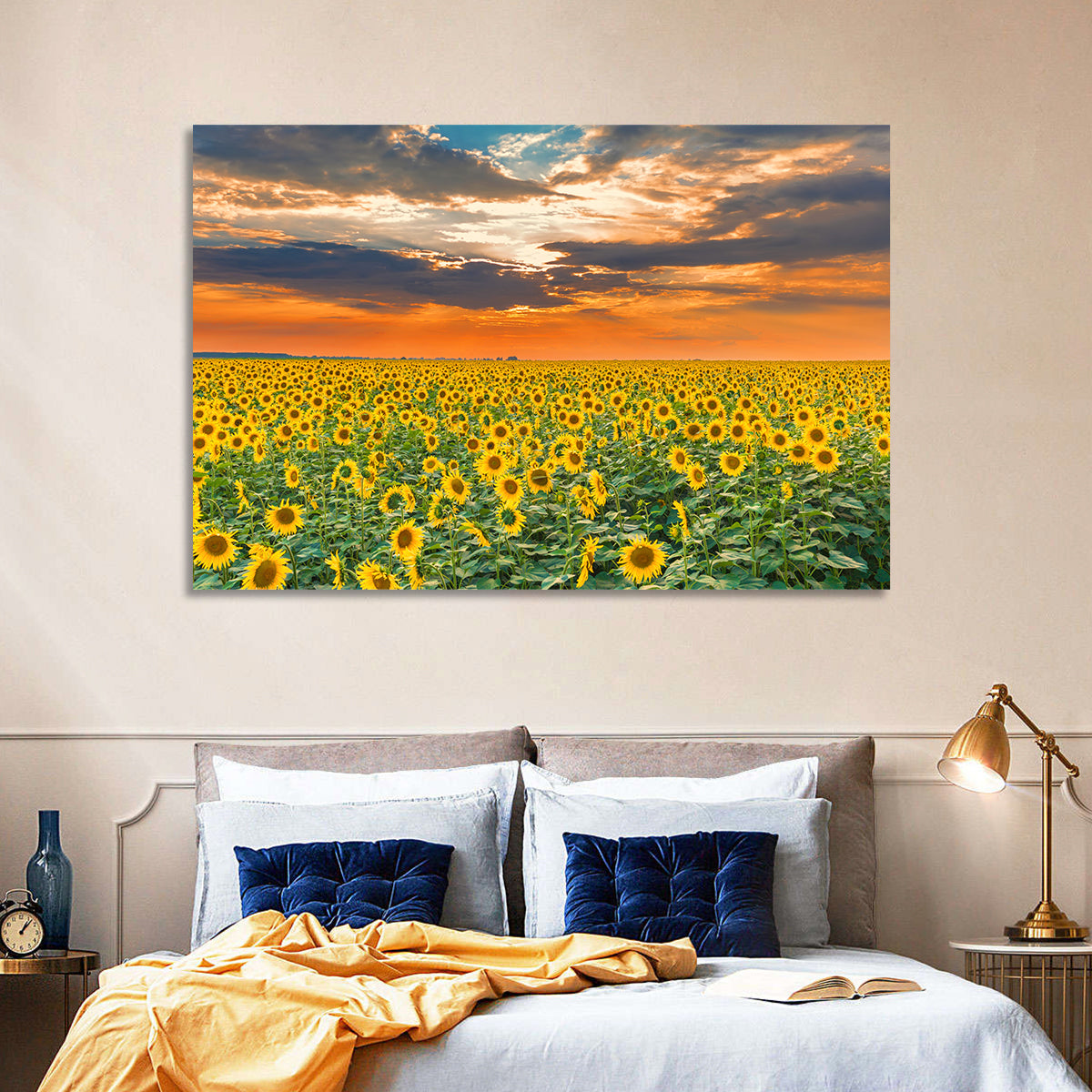 Golden Hour Sunflower Field Wall Art