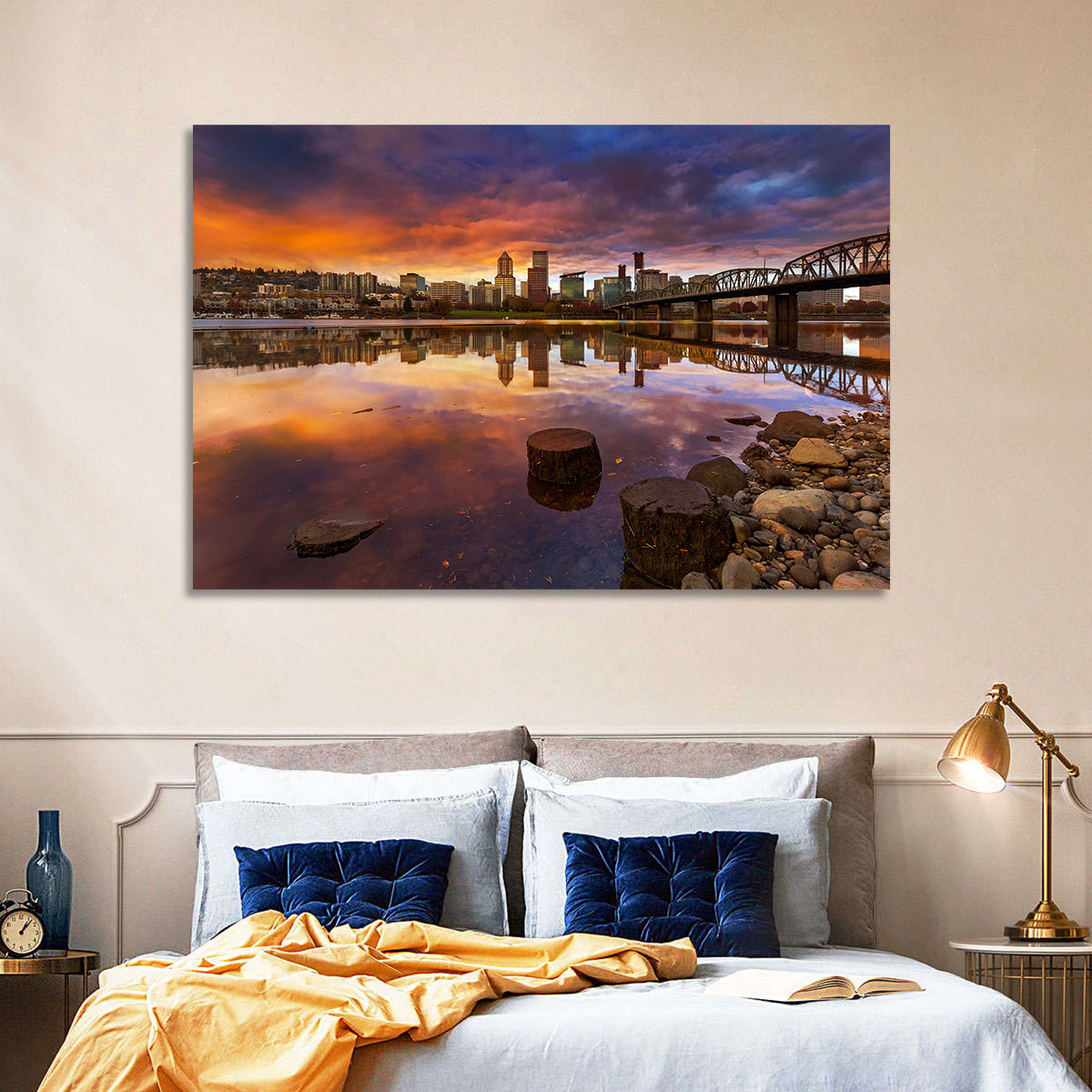 Portland Skyline at Sunset Wall Art