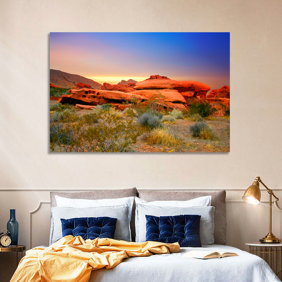 Red Rock Canyon Sunset Wall Art in a room, landscape