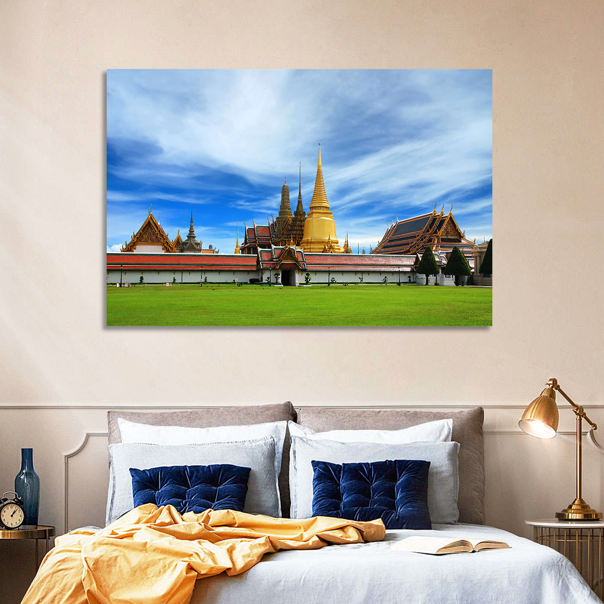 Golden Stupa at Wat Phra Kaew Wall Art in a room, landscape