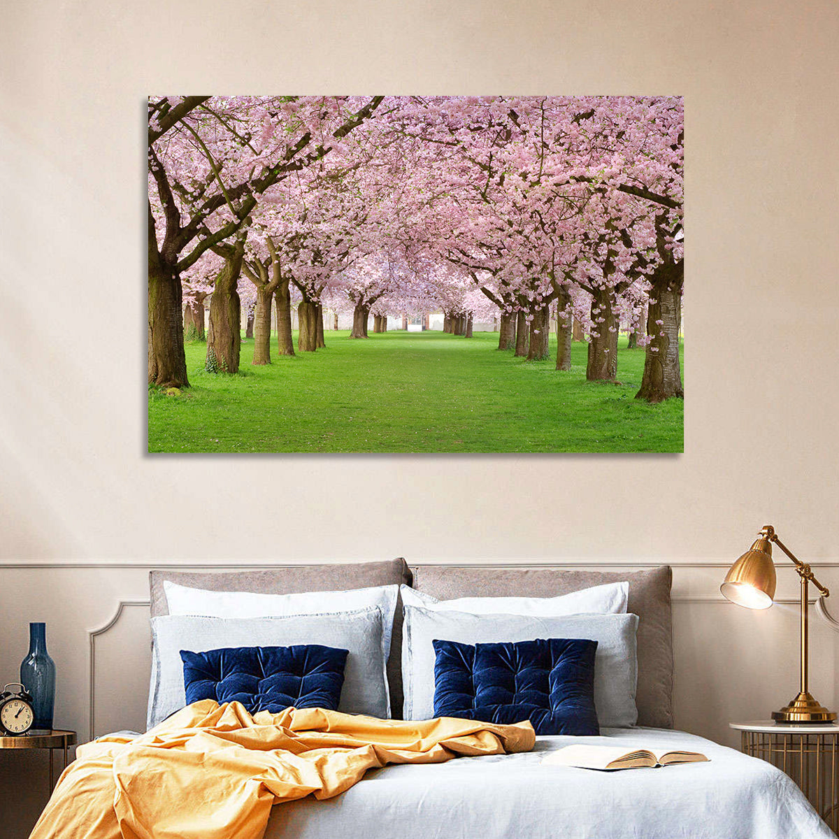 Cherry Blossom Avenue Wall Art in a room, landscape