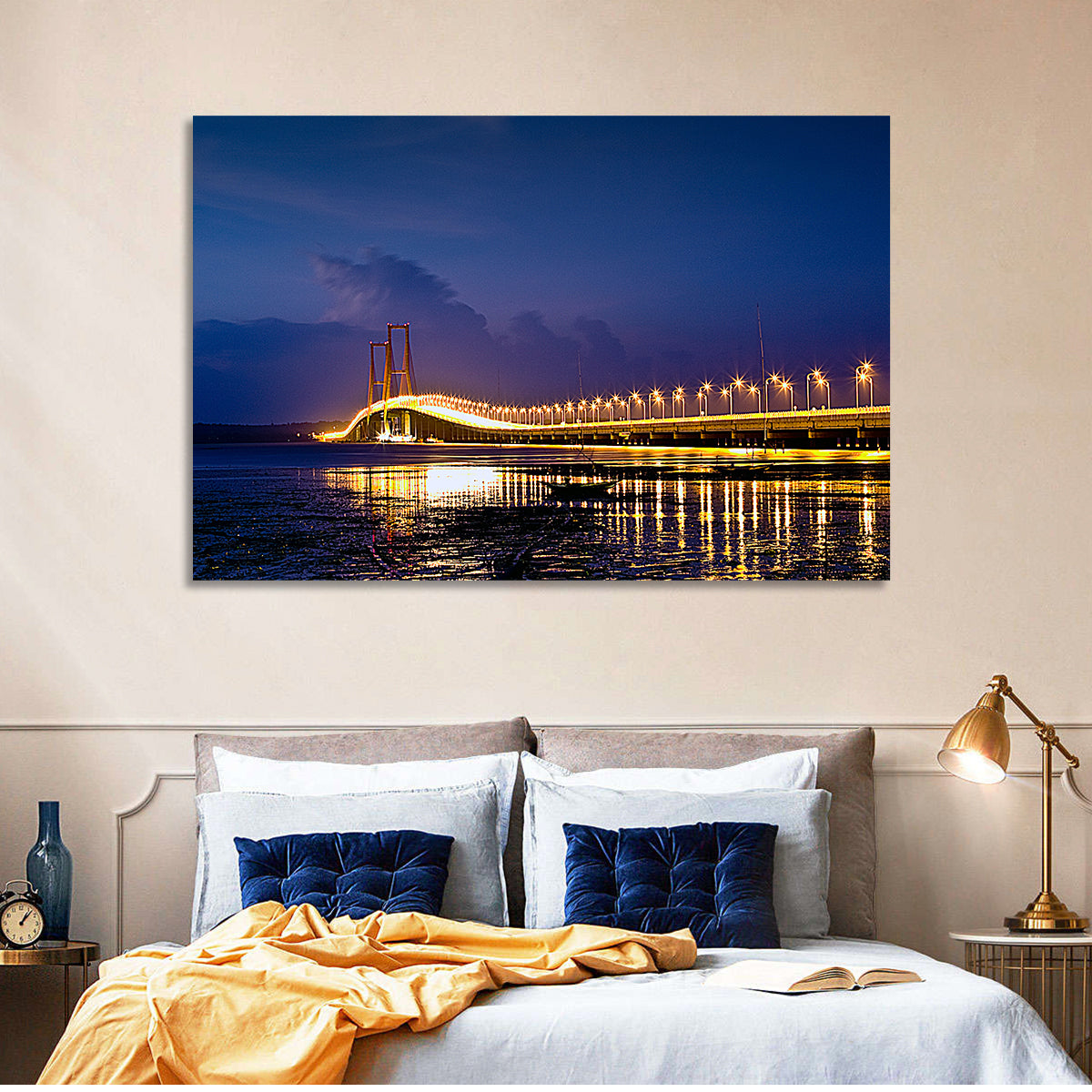 Suramadu Bridge at Dusk Wall Art in a room, landscape