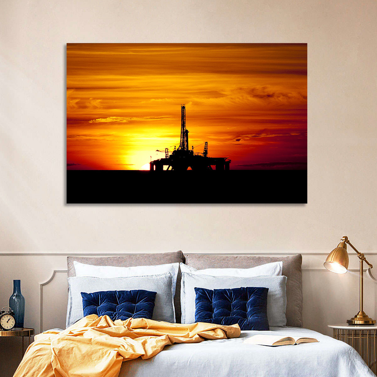 Offshore Oil Rig at Sunset Wall Art