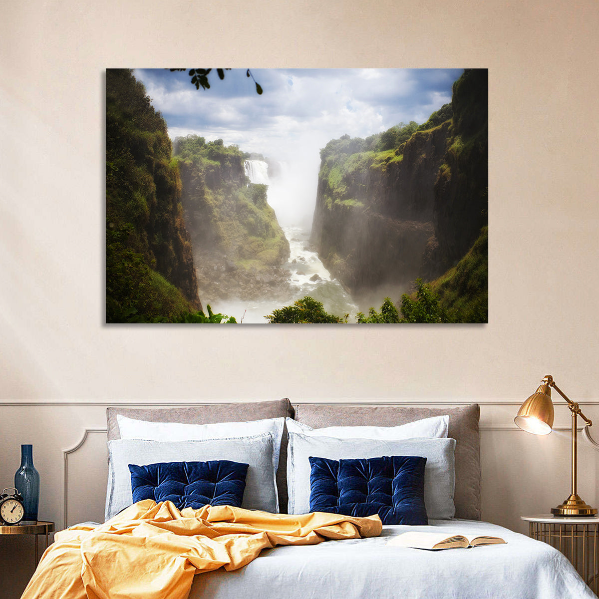 Victoria Falls Zambezi Gorge Wall Art in a room, landscape