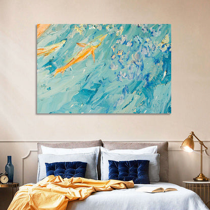 Koi in Blue Abstract Wall Art