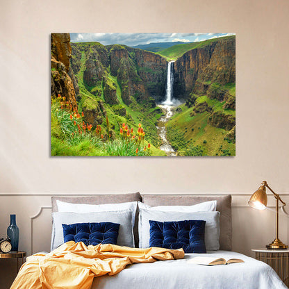 Maletsunyane Falls with Torch Lilies Wall Art