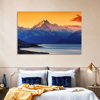 Aoraki Mount Cook Over Lake Pukaki Wall Art