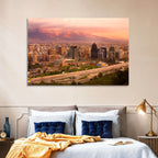Santiago Skyline at Sunset Wall Art