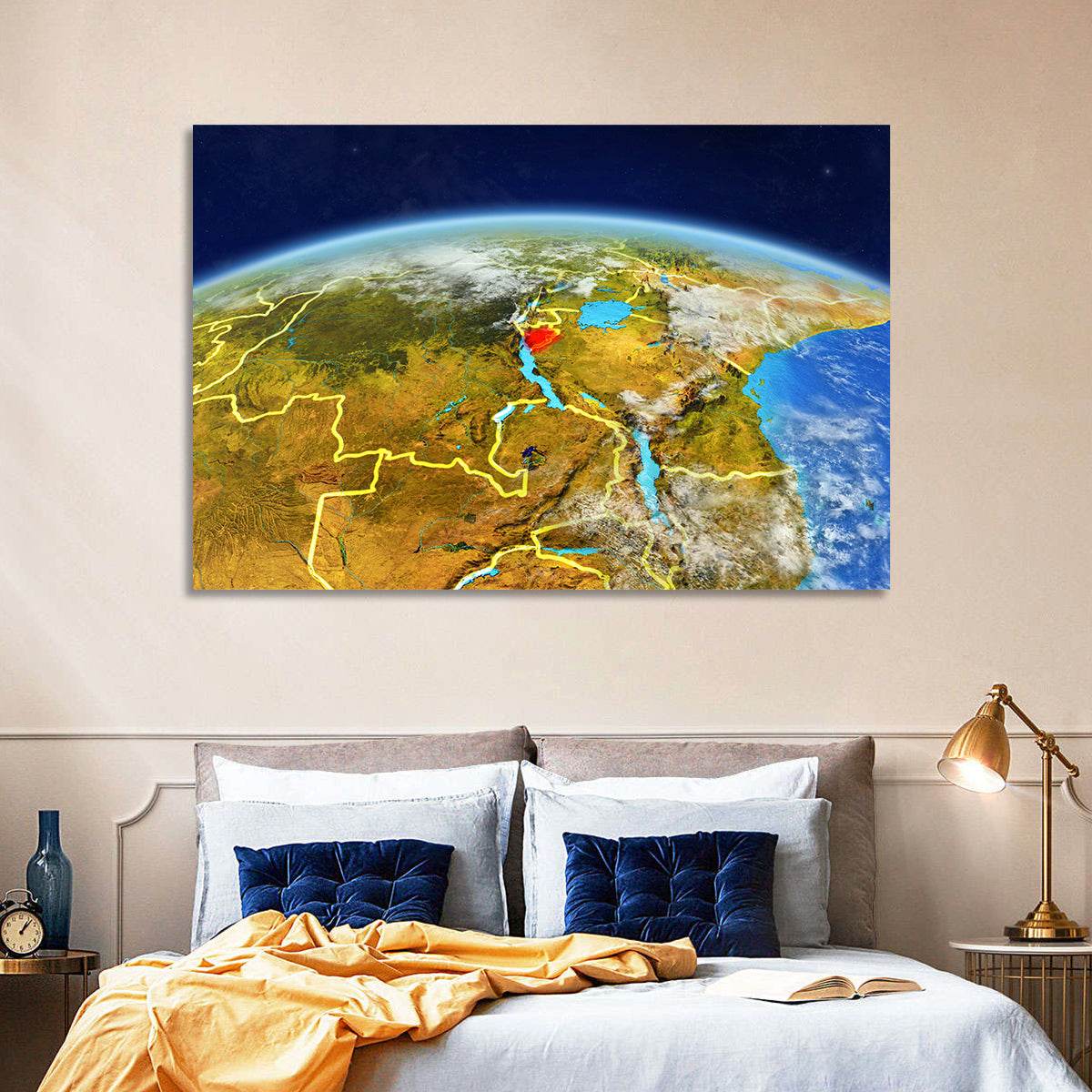 East Africa Great Lakes from Space Wall Art in a room, landscape