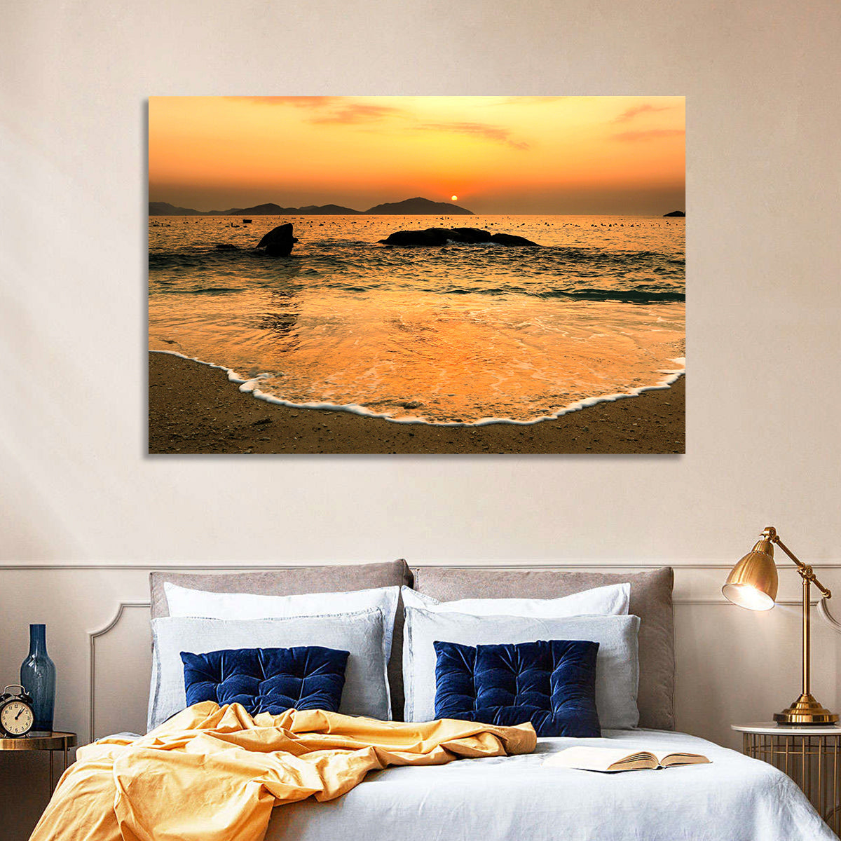 Khanh Hoa Beach Sunset Wall Art in a room, landscape