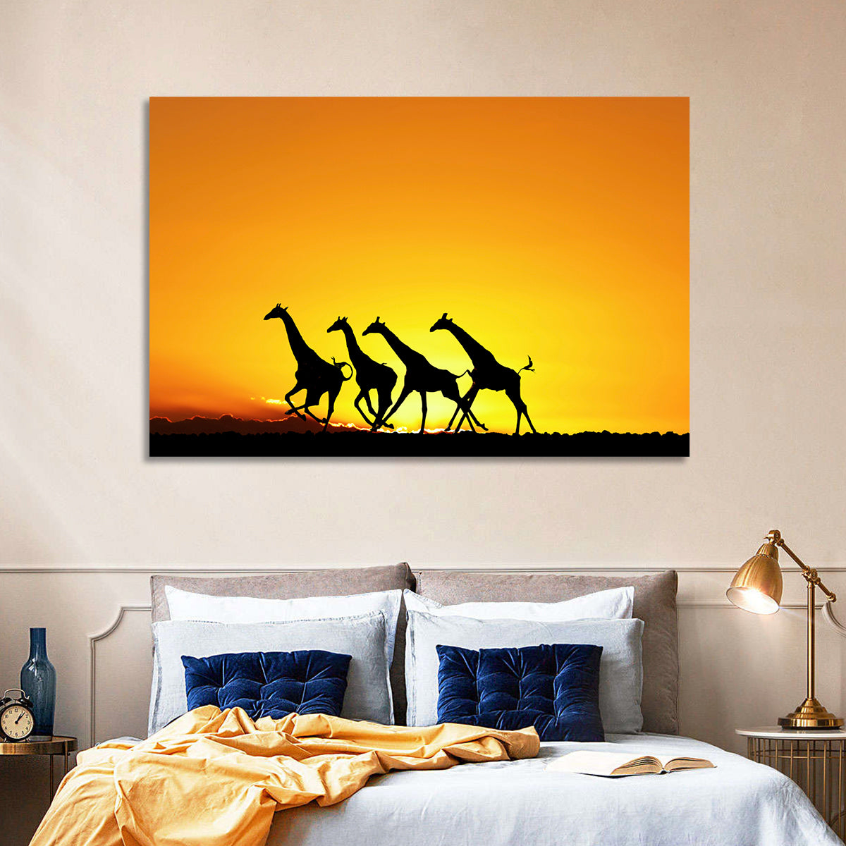 Savanna Giraffes at Sunset Wall Art
