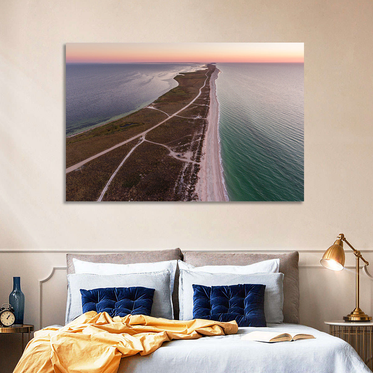 Byriuchyi Island Coastline Wall Art in a room, landscape