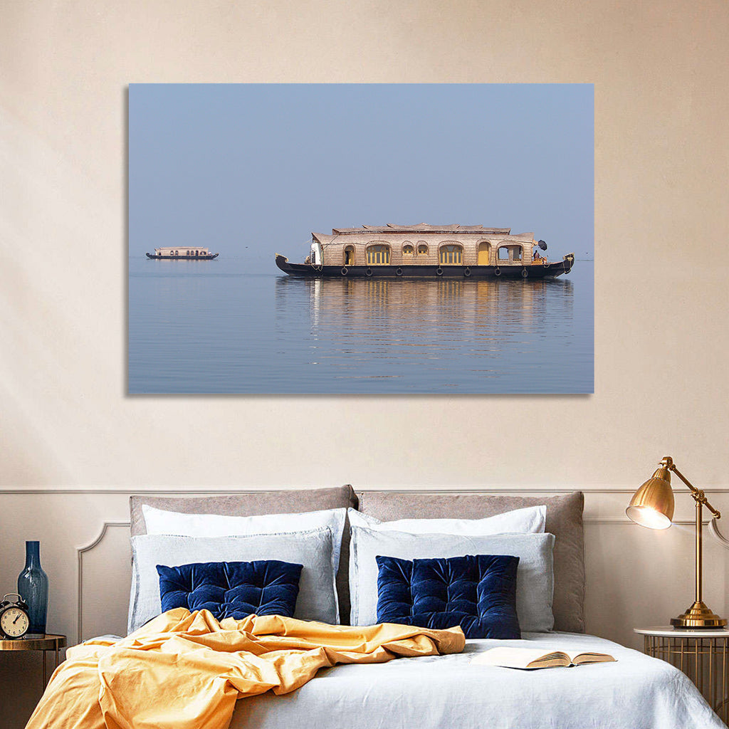 Thatched Houseboat on Vembanad Lake Wall Art