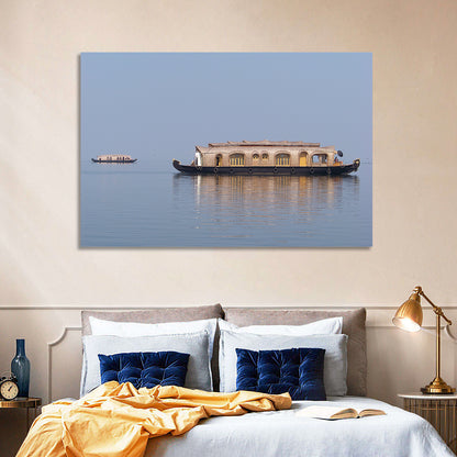 Thatched Houseboat on Vembanad Lake Wall Art