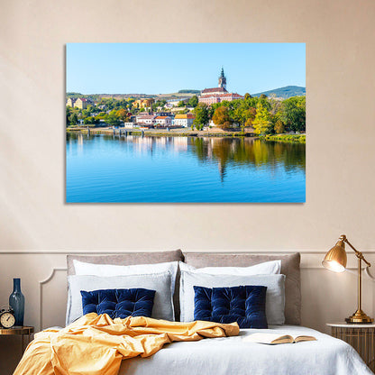 Roudnice Castle Riverbank Reflections Wall Art
