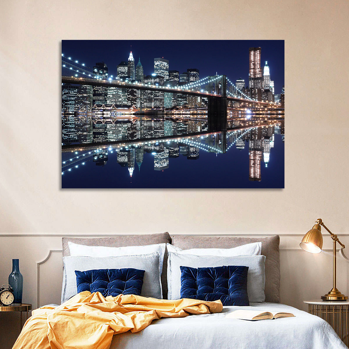 Brooklyn Bridge Symphony at Night Wall Art