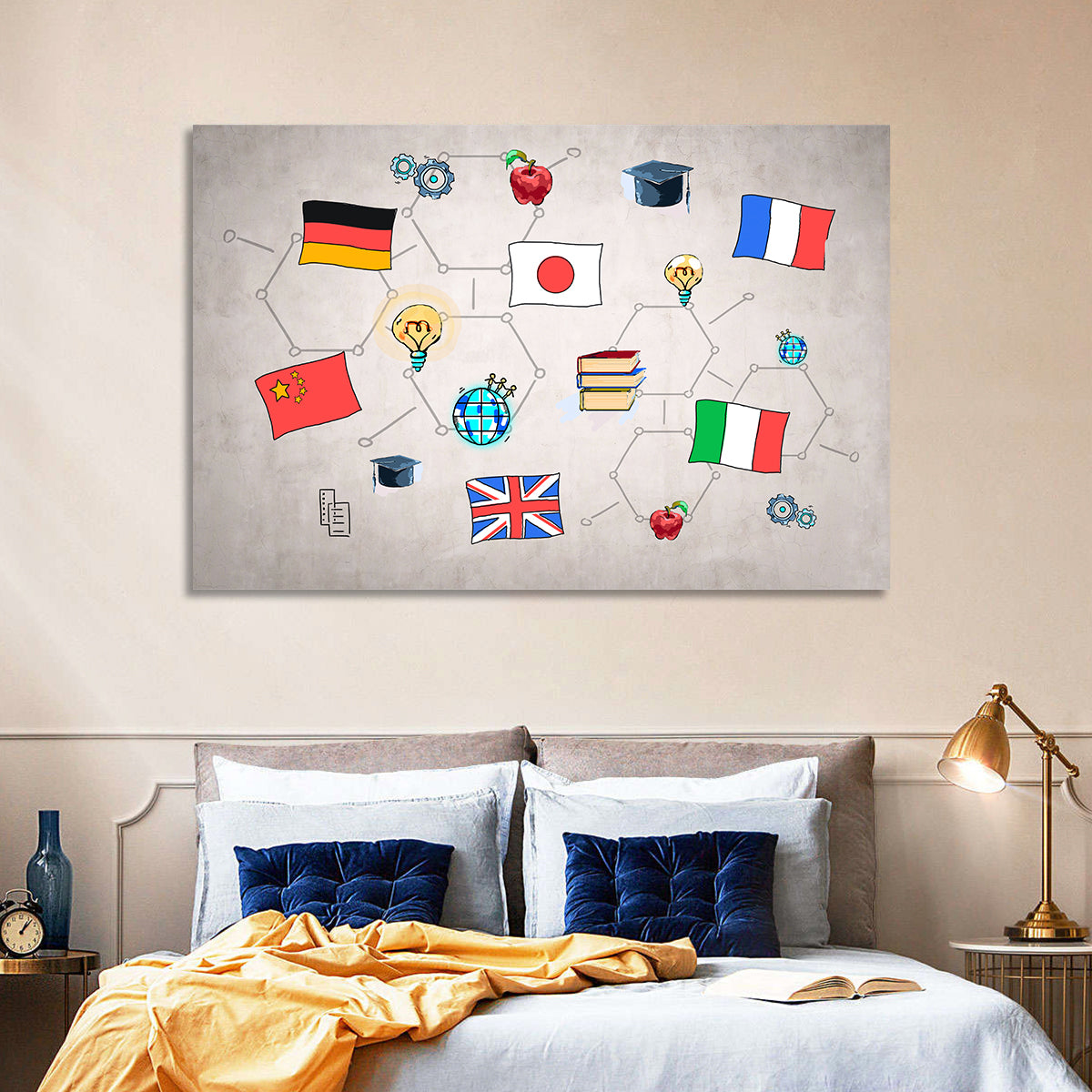 Global Flags Network Wall Art in a room, landscape