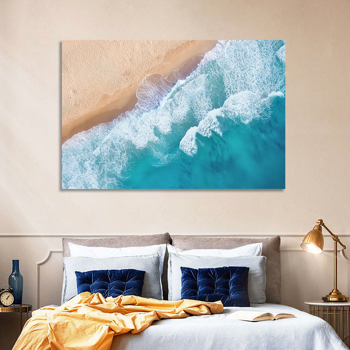 Aerial Turquoise Beach Waves Wall Art