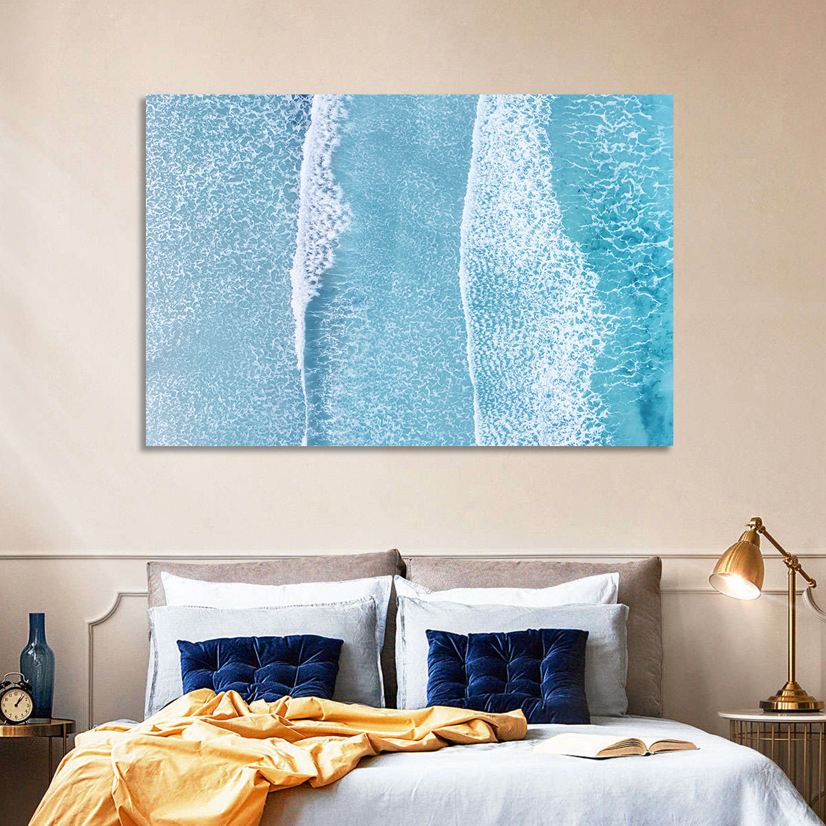 Twin Breaking Waves Over Turquoise Sea Wall Art