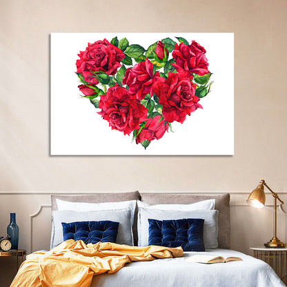 Watercolor Rose Heart Wall Art